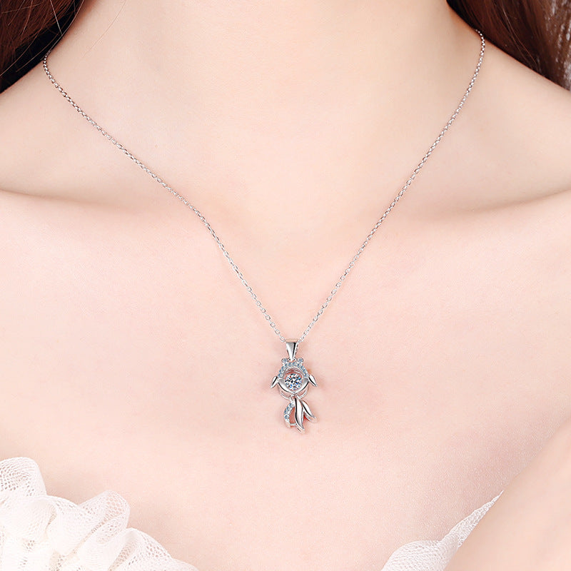 Golden Fish Moissanite Necklace