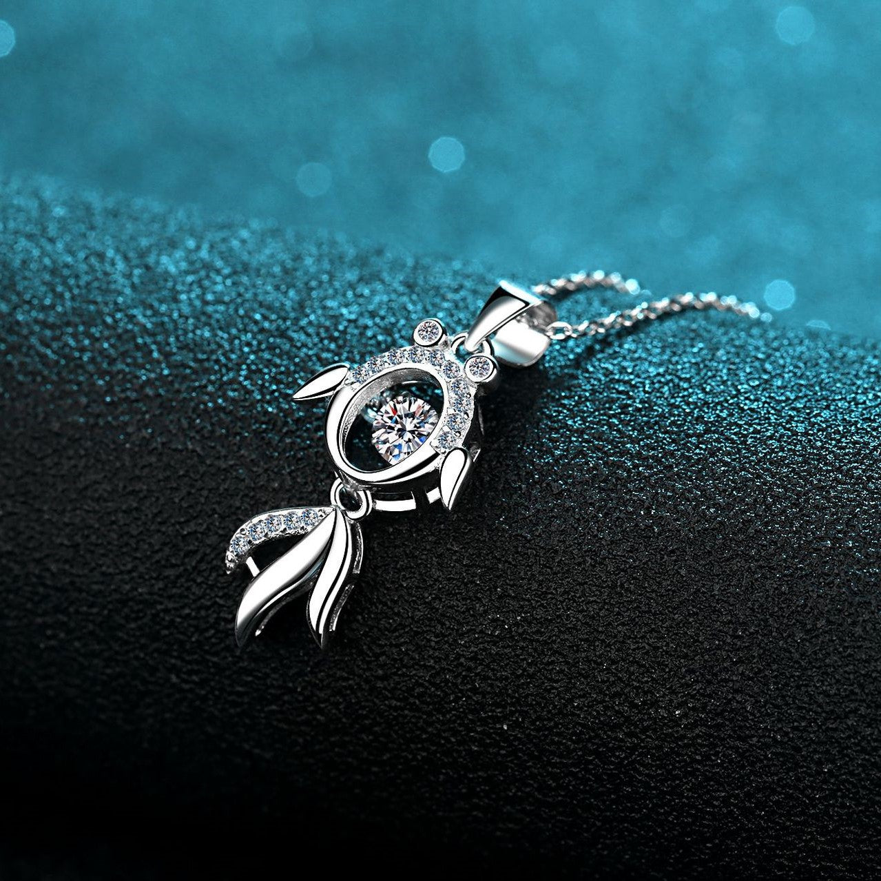 Golden Fish Moissanite Necklace
