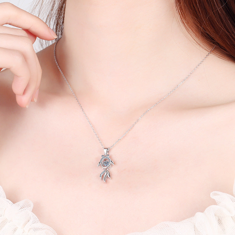 Golden Fish Moissanite Necklace