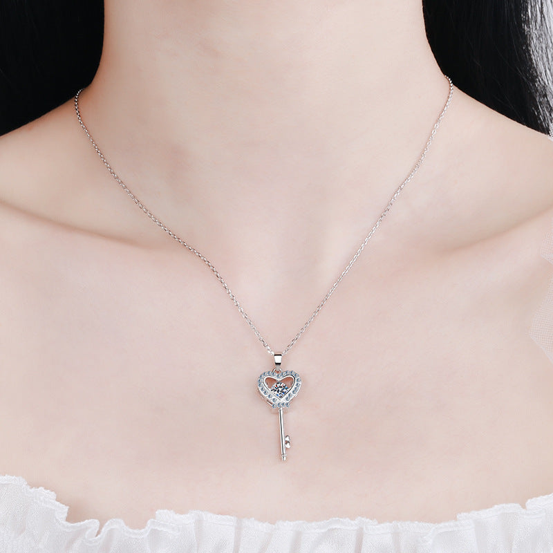 Key Heart Moissanite Necklace