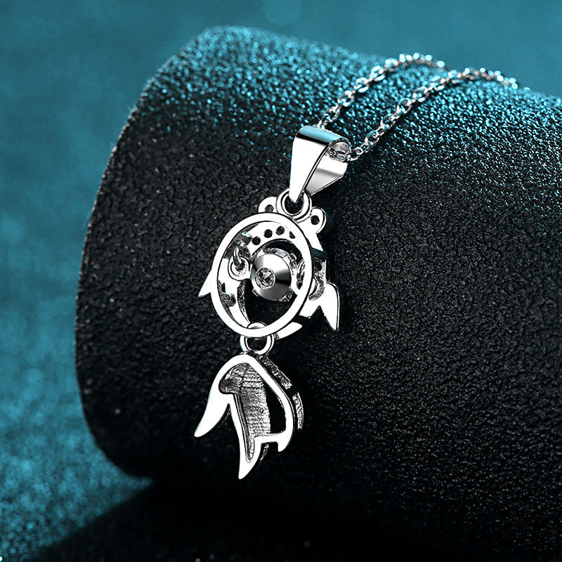Golden Fish Moissanite Necklace