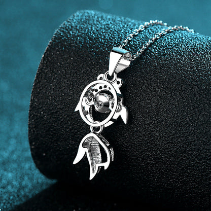Golden Fish Moissanite Necklace