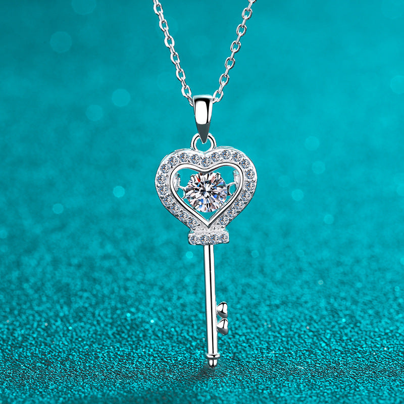 Key Heart Moissanite Necklace