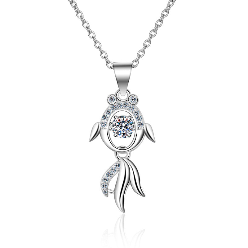 Golden Fish Moissanite Necklace
