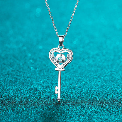 Key Heart Moissanite Necklace