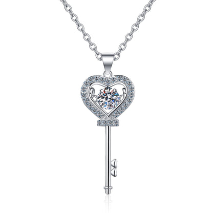 Key Heart Moissanite Necklace