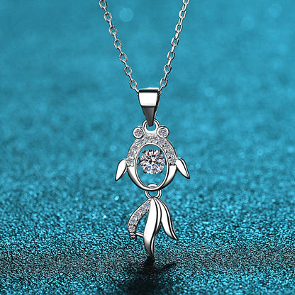 Golden Fish Moissanite Necklace